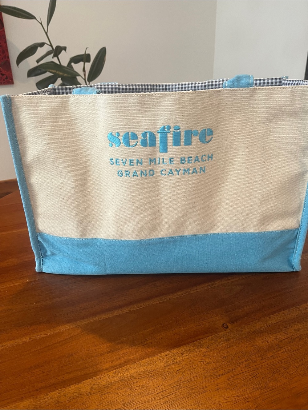 Canvas Beach Bag with seafire resort Grand Cayman logo